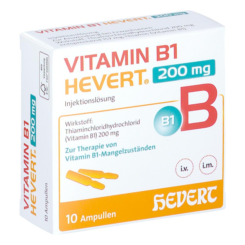 Vitamin B1 Hevert 200 Mg Injektionslösung Amp. (10X2 ml)