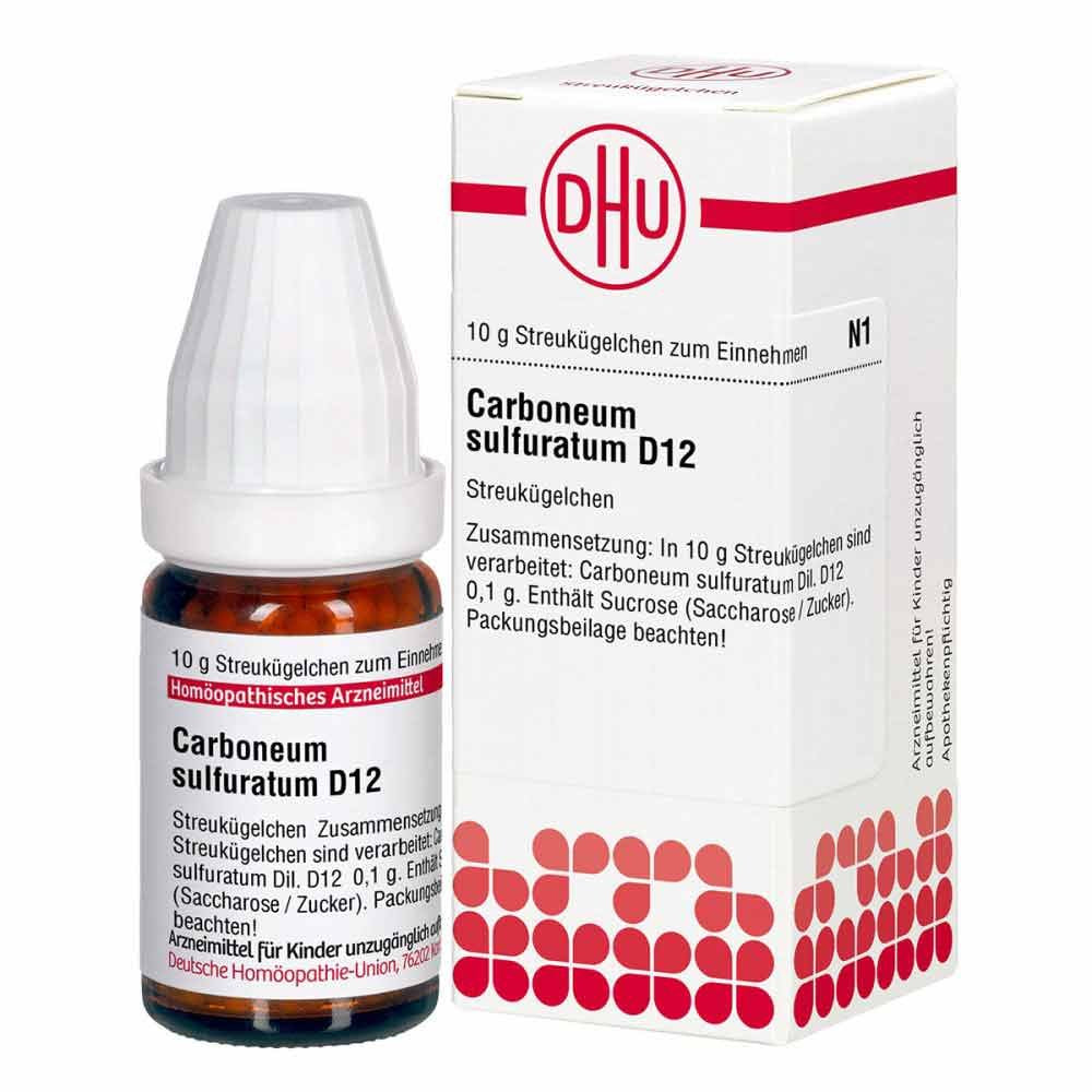 Das Produktfoto zeigt Carboneum Sulfuratum D 12 Globuli (10 g) PZN 00000419