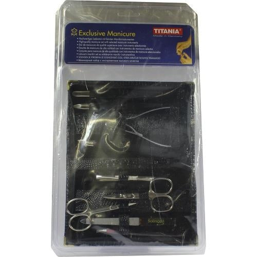 Das Produktfoto zeigt Maniküre Etui 9teilig Rindleder Herren Titania PZN 05355529