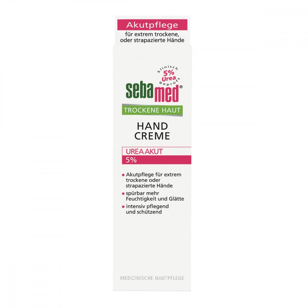 Das Produktfoto zeigt Sebamed Trockene Haut 5% Urea Akut Handcreme PZN 05390365