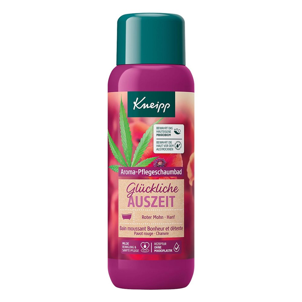 Das Produktfoto zeigt Kneipp Aroma-Pflegeschaumbad Glückliche Auszeit PZN 06127724