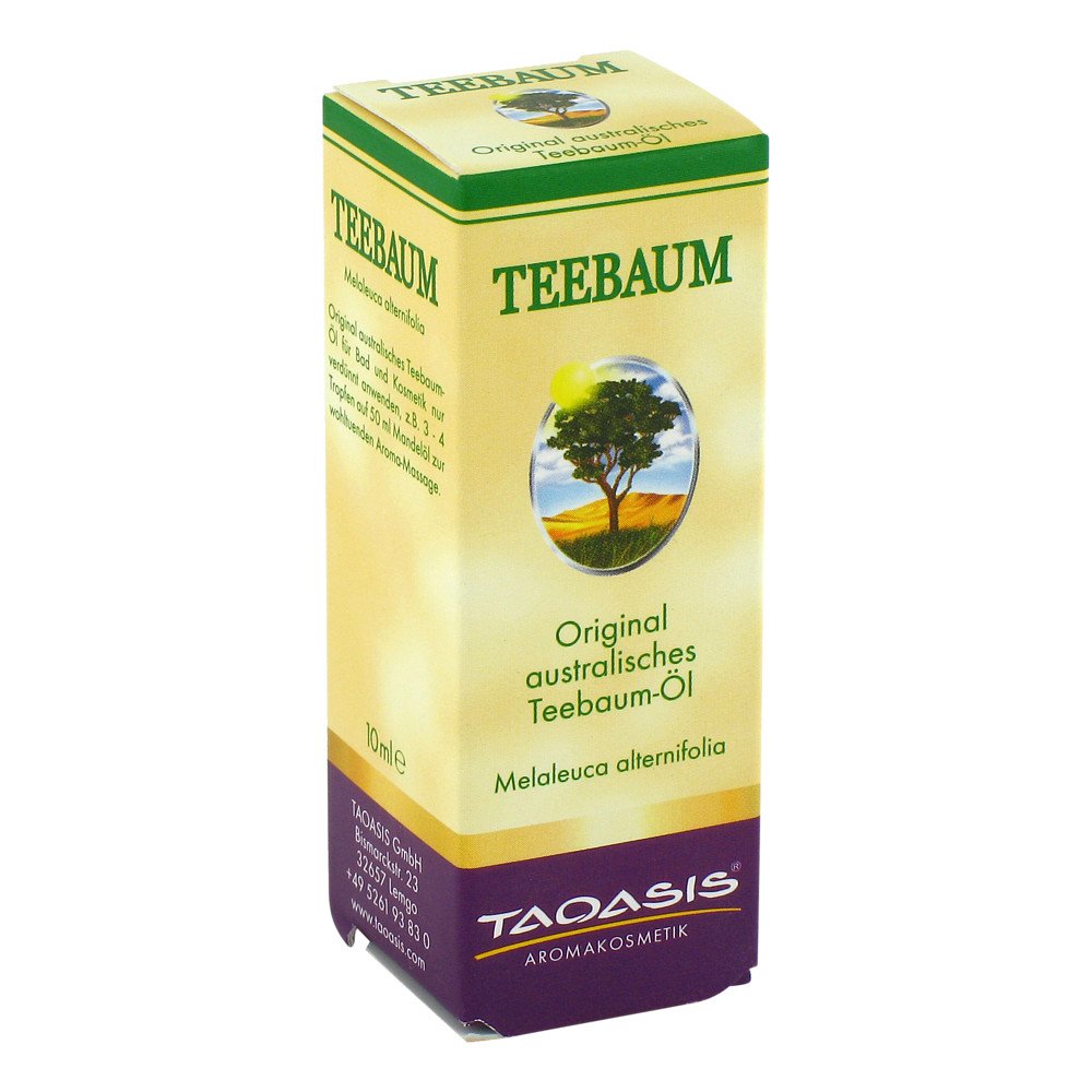Das Produktfoto zeigt Teebaum Öl Taoasis Im Umkart. PZN 07702998
