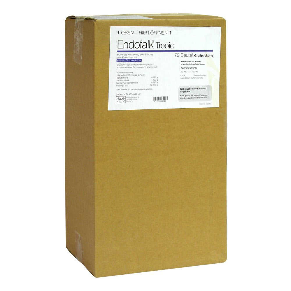 Das Produktfoto zeigt Endofalk Tropic Plv.Z.Her.E.Lsg.Z.Einn.Btl. (72 stk) PZN 00003180