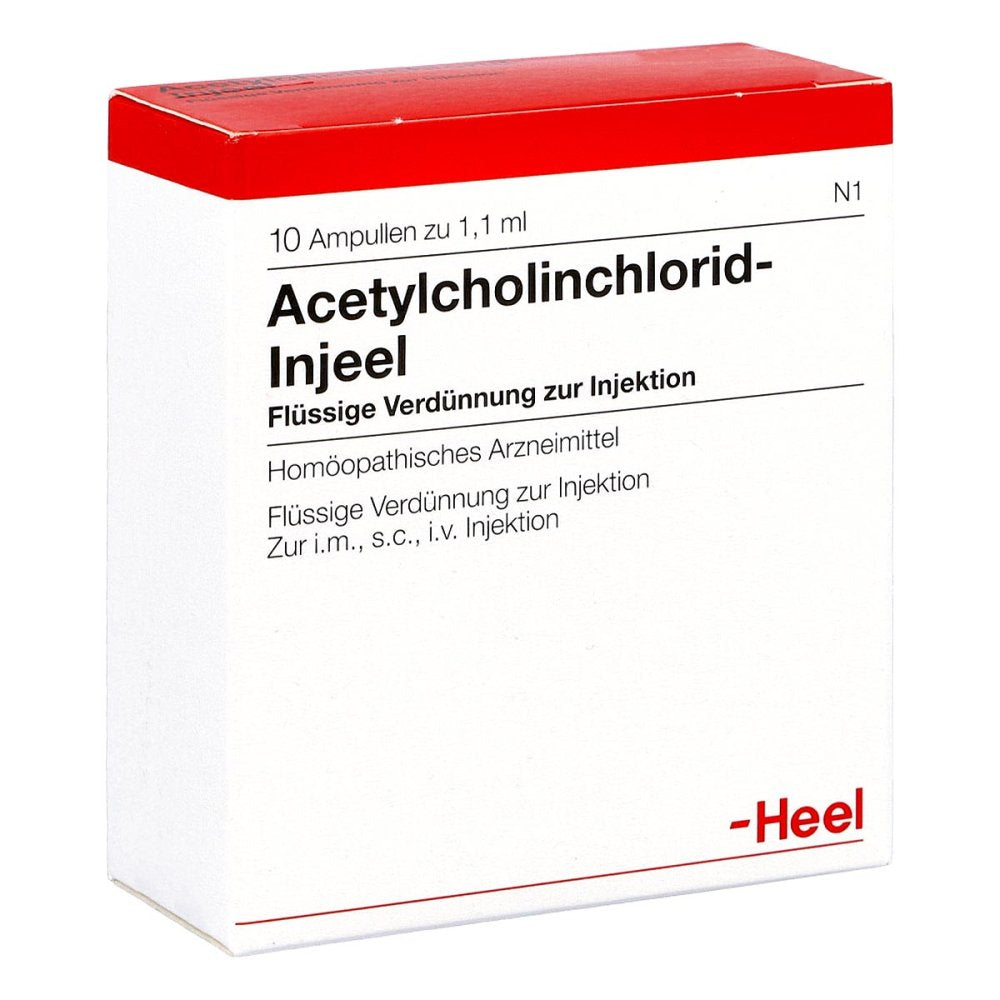 Das Produktfoto zeigt Acetylcholinchlorid Injeel Ampullen (10 stk) PZN 00003406