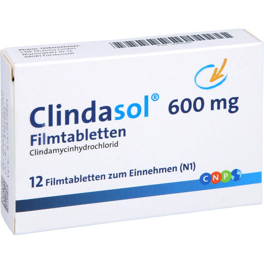 Das Produktfoto zeigt Clindasol 600 Mg Filmtabletten (12 stk) PZN 00005291