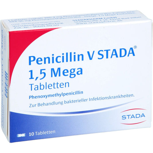 Das Produktfoto zeigt Penicillin V Stada 1,5 Mega Tabletten (10 stk) PZN 00009952