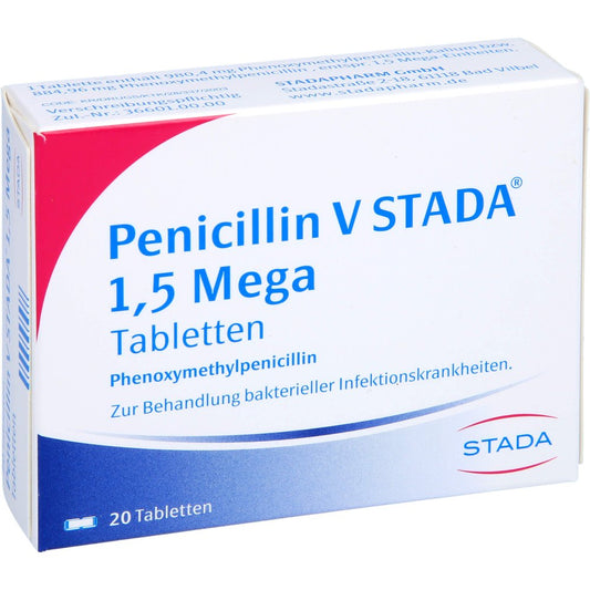 Das Produktfoto zeigt Penicillin V Stada 1,5 Mega Tabletten (20 stk) PZN 00009969