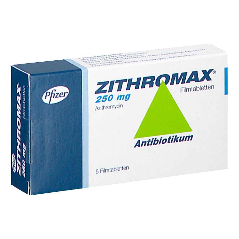 Das Produktfoto zeigt Zithromax 250 Mg Filmtabletten (6 stk) PZN 00010760