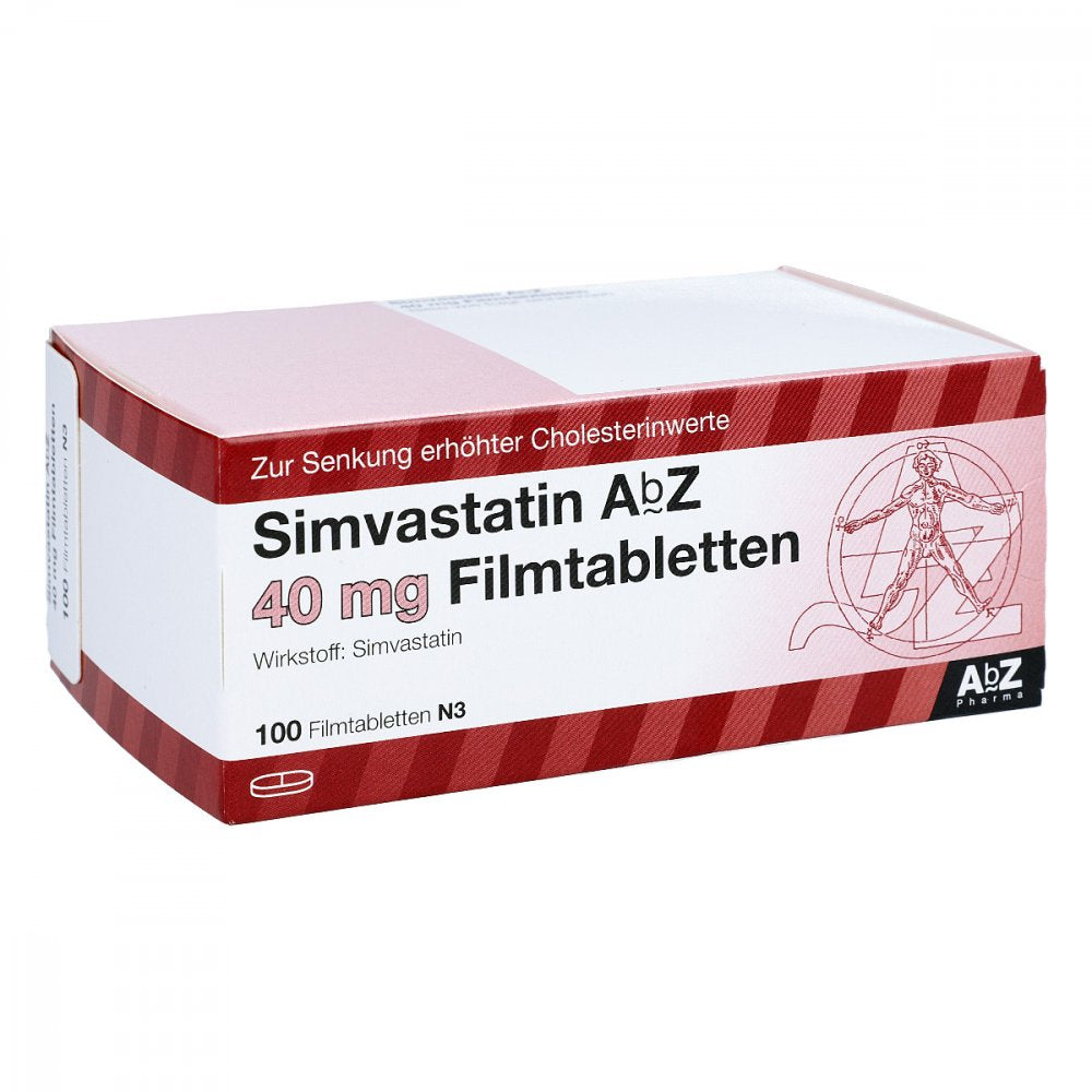 Das Produktfoto zeigt Simvastatin Abz 40 Mg Filmtabletten (100 stk) PZN 00014255