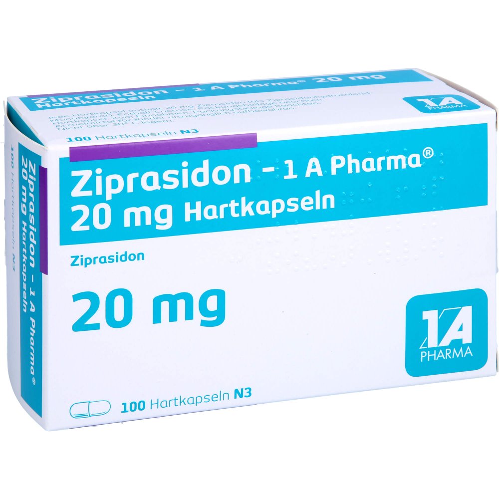 Das Produktfoto zeigt Ziprasidon-1a Pharma 20 Mg Hartkapseln (100 stk) PZN 00015496