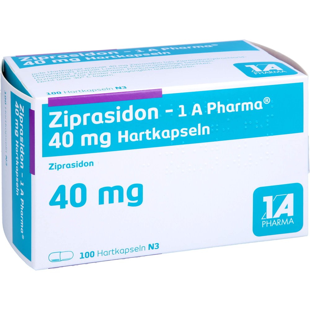 Das Produktfoto zeigt Ziprasidon-1a Pharma 40 Mg Hartkapseln (100 stk) PZN 00015533