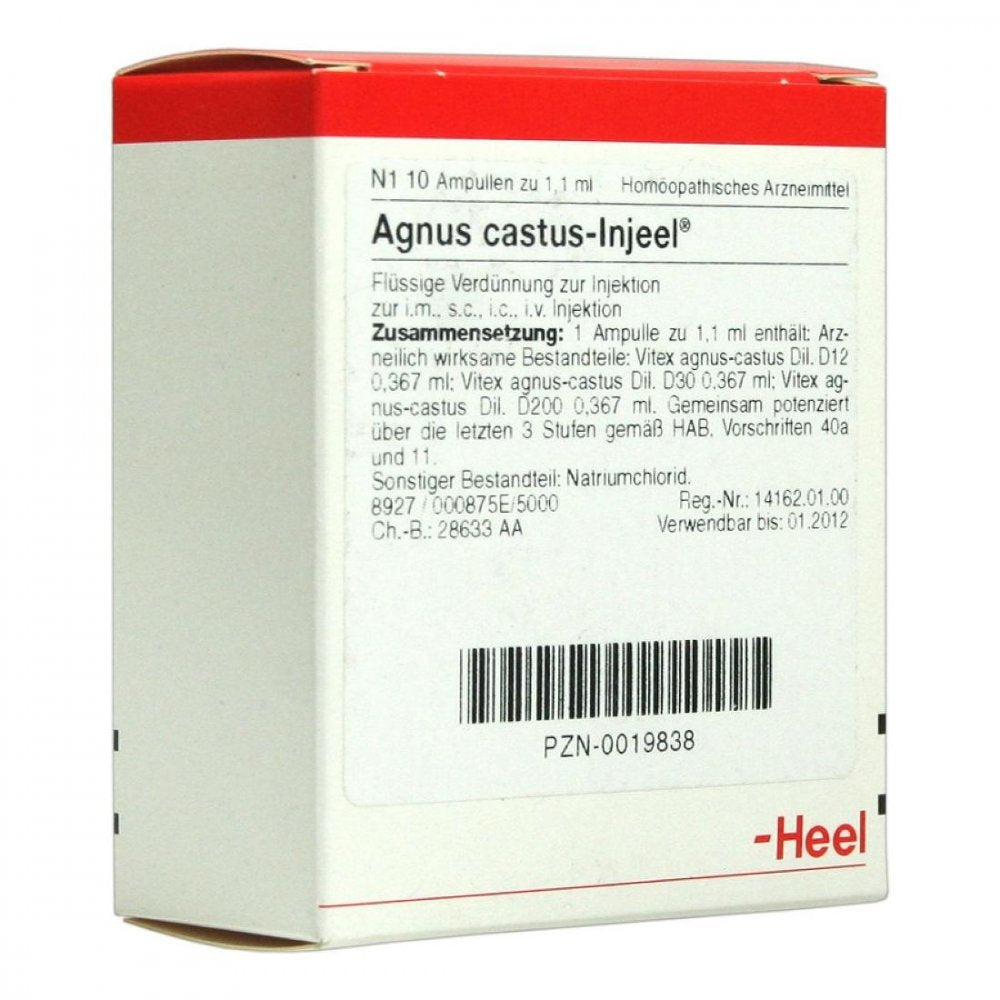 Das Produktfoto zeigt Agnus Castus Injeel Ampullen (10 stk) PZN 00019838