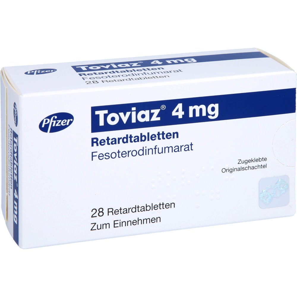 Das Produktfoto zeigt Toviaz 4 Mg Retardtabletten (28 stk) PZN 00020511