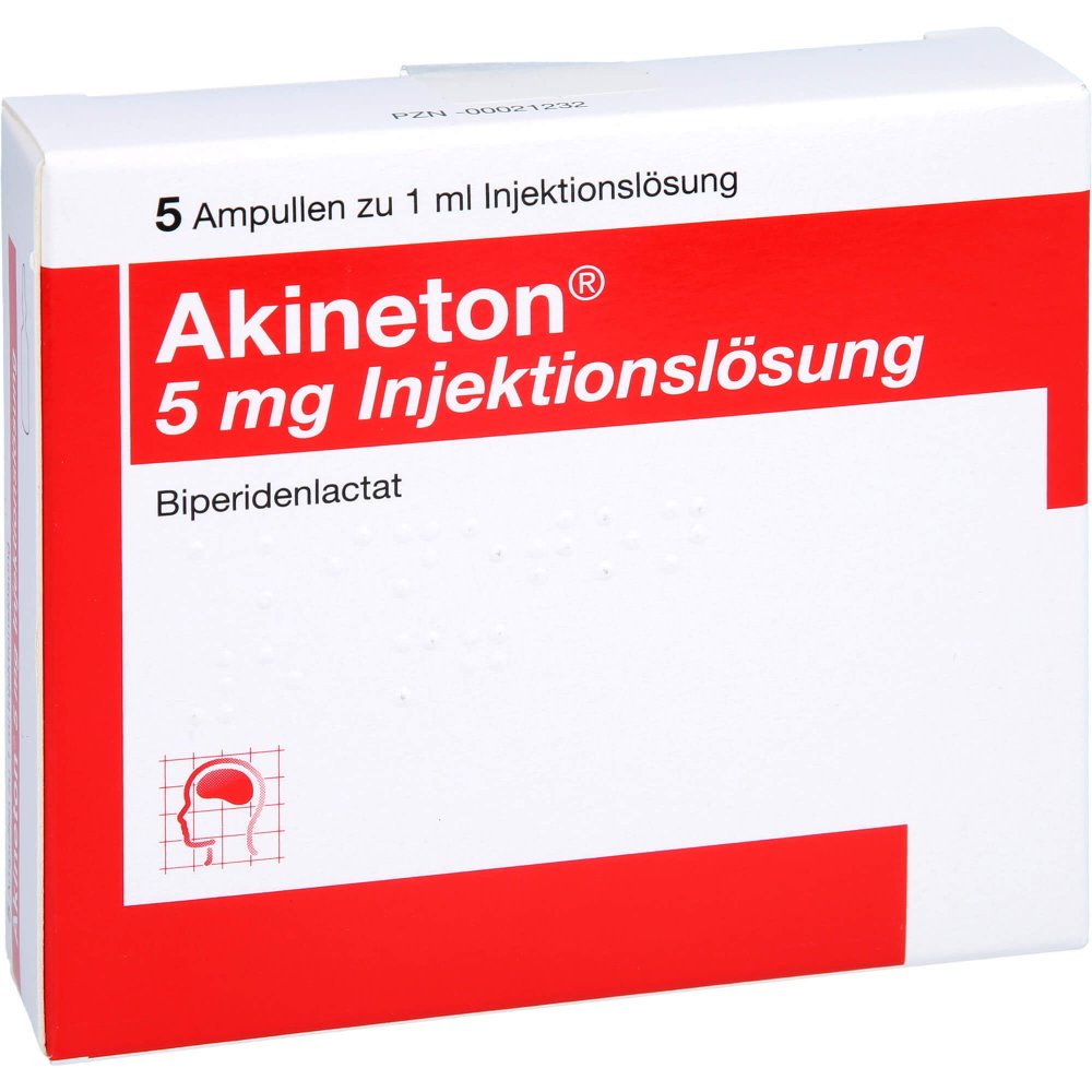 Das Produktfoto zeigt Akineton 5 Mg/Ml Injektions-/Infusionslösung (5X1 ml) PZN 00021232