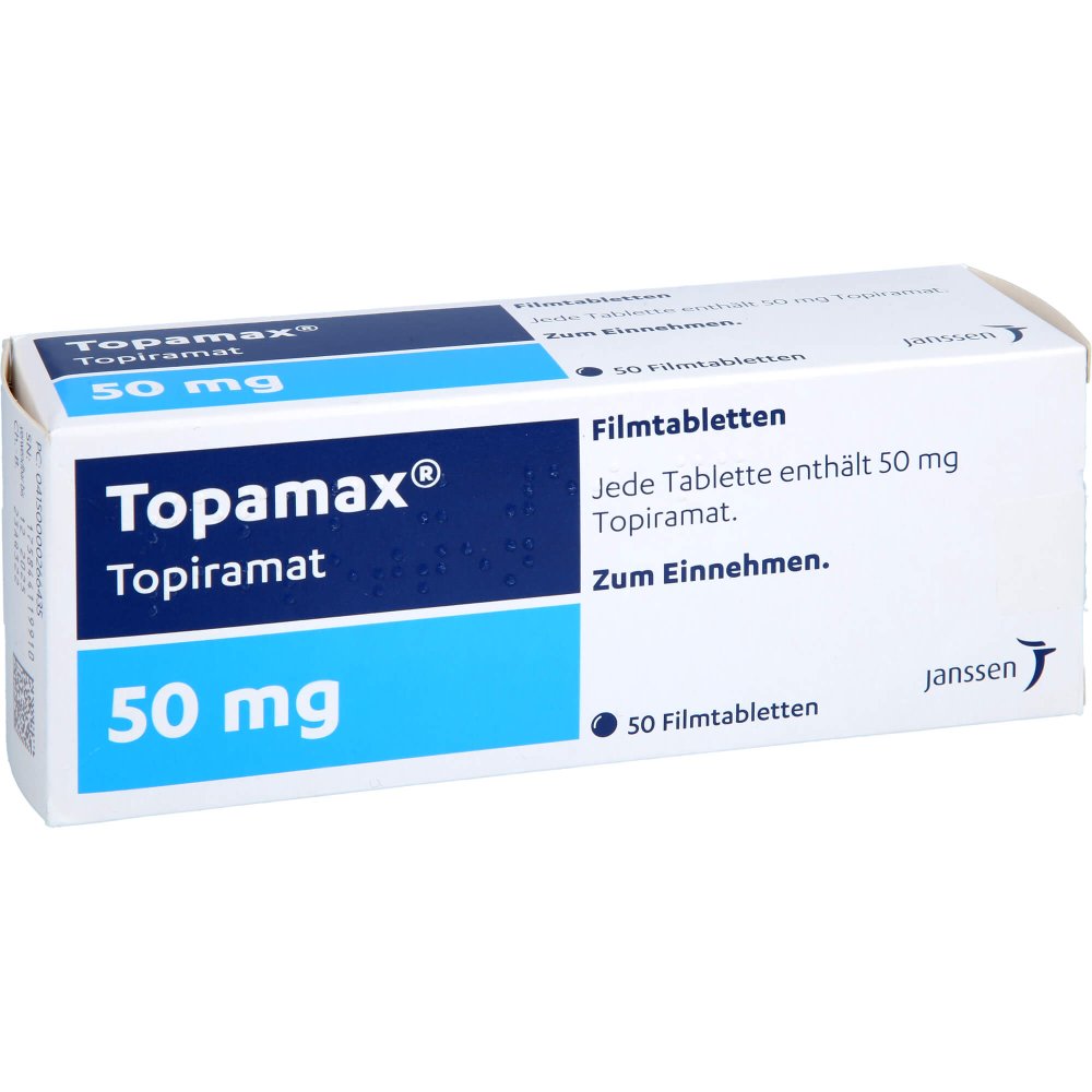 Das Produktfoto zeigt Topamax 50 Mg Filmtabletten (50 stk) PZN 00026643