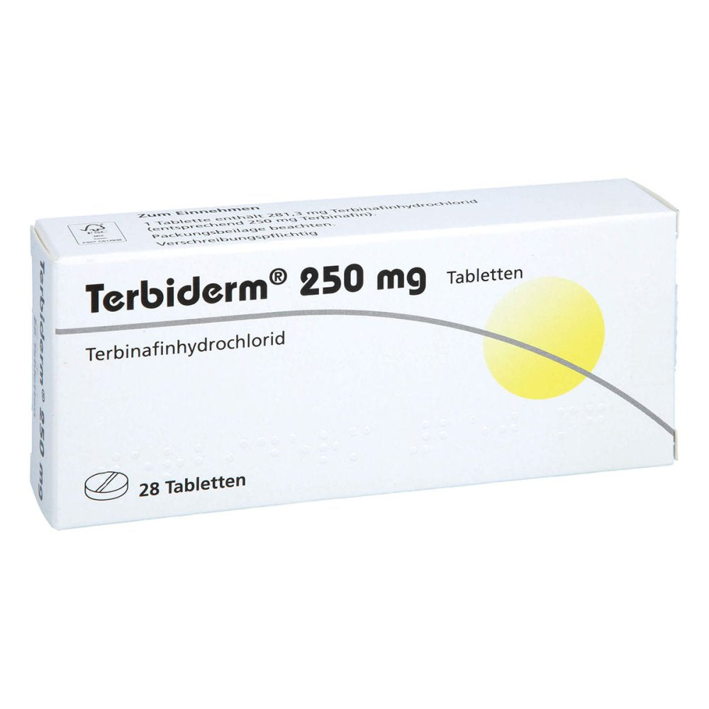 Das Produktfoto zeigt Terbiderm 250 Mg Tabletten (28 stk) PZN 00029021