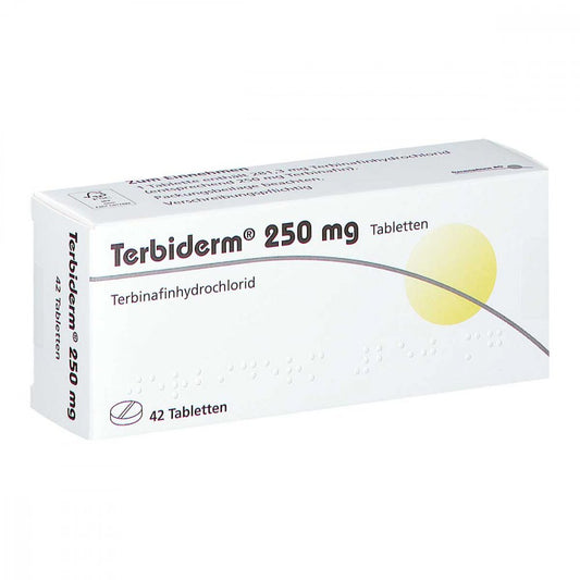 Das Produktfoto zeigt Terbiderm 250 Mg Tabletten (42 stk) PZN 00030604