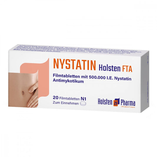 Das Produktfoto zeigt Nystatin Holsten Filmtabletten (20 stk) PZN 00032537