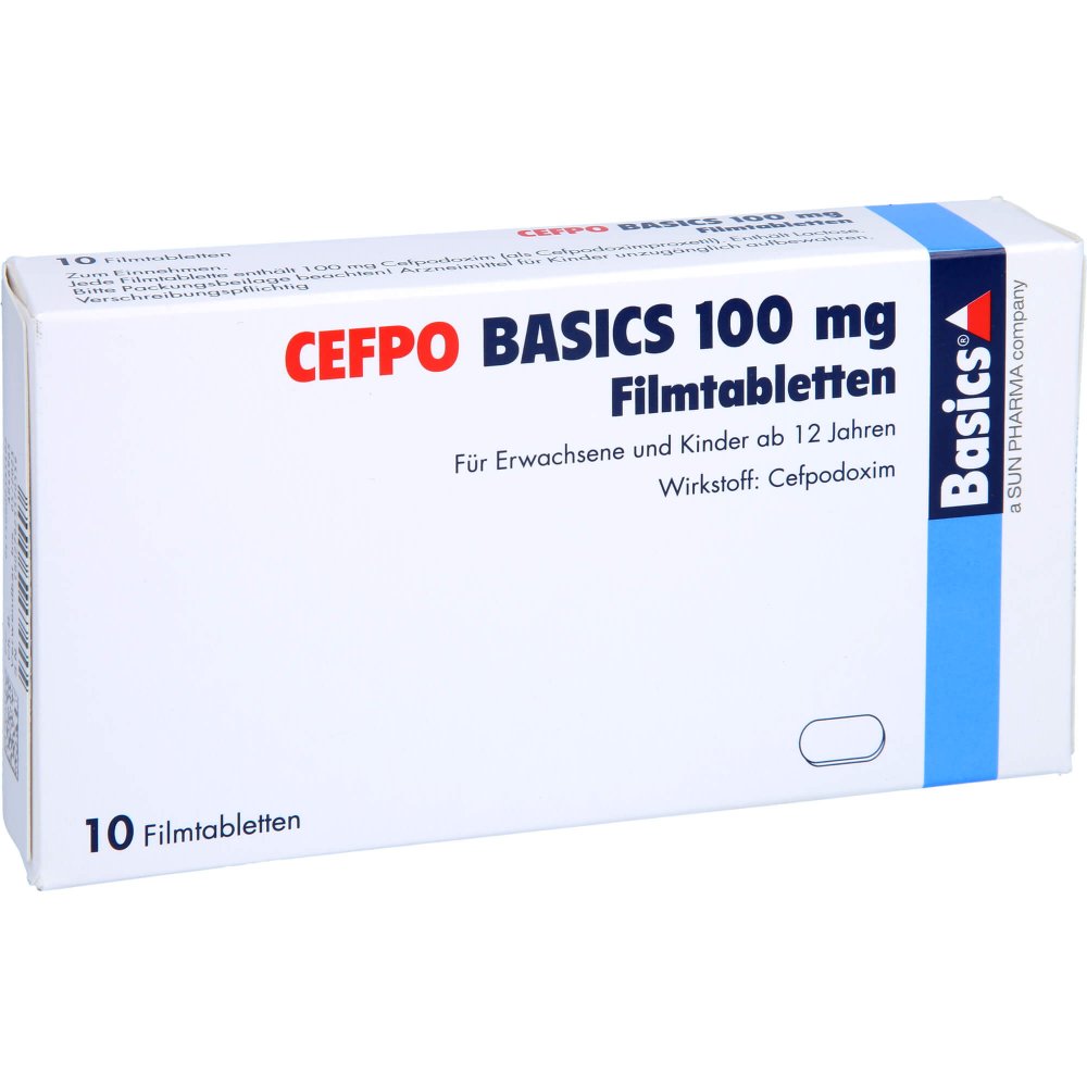Das Produktfoto zeigt Cefpo Basics 100 Mg Filmtabletten (10 stk) PZN 00038540