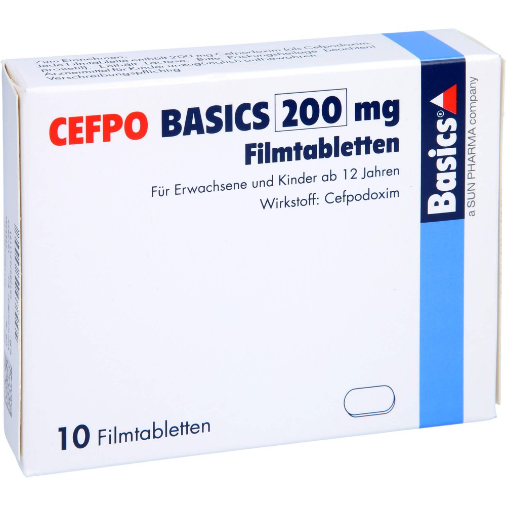 Das Produktfoto zeigt Cefpo Basics 200 Mg Filmtabletten (10 stk) PZN 00038563