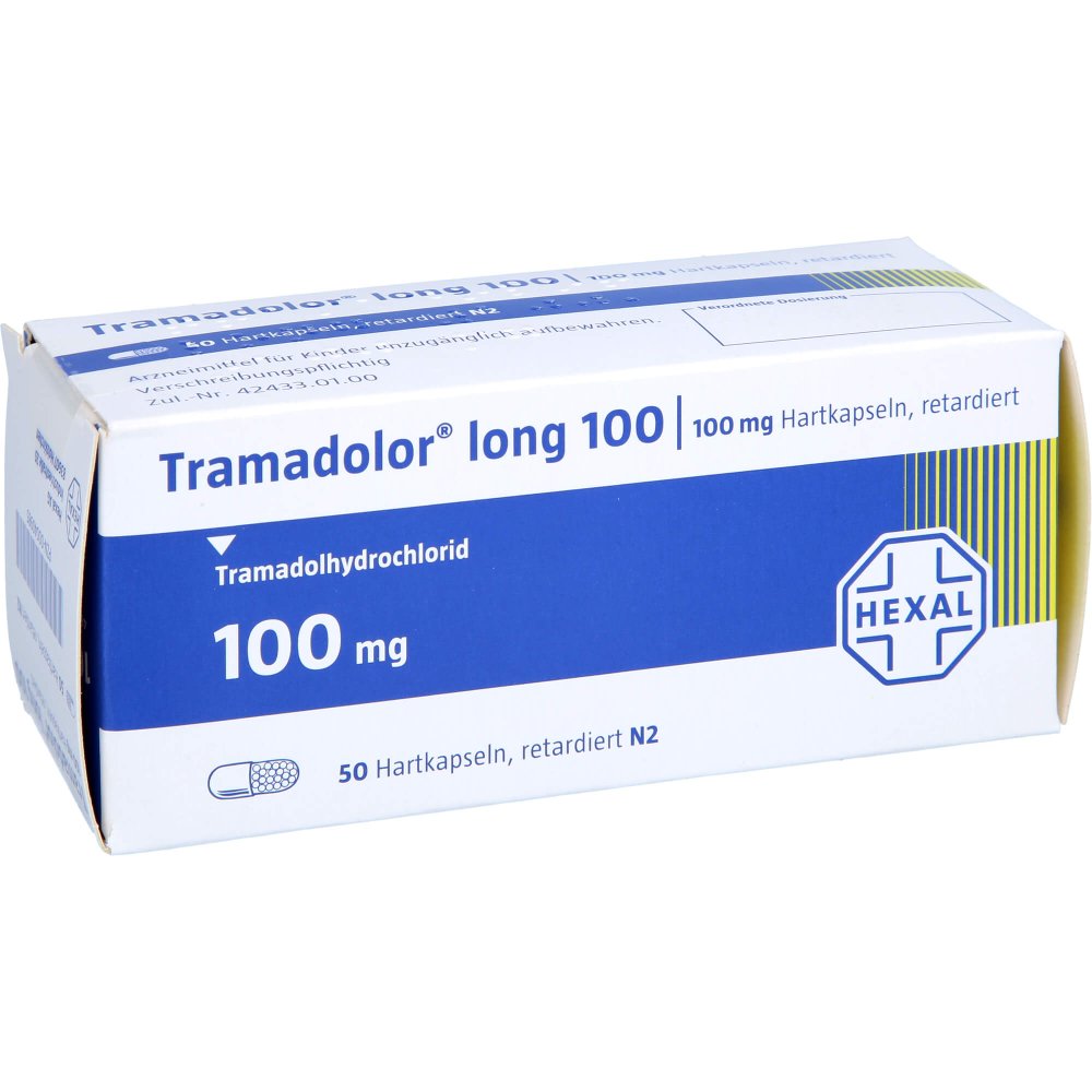 Das Produktfoto zeigt Tramadolor Long 100 Retardkapseln (50 stk) PZN 00040985
