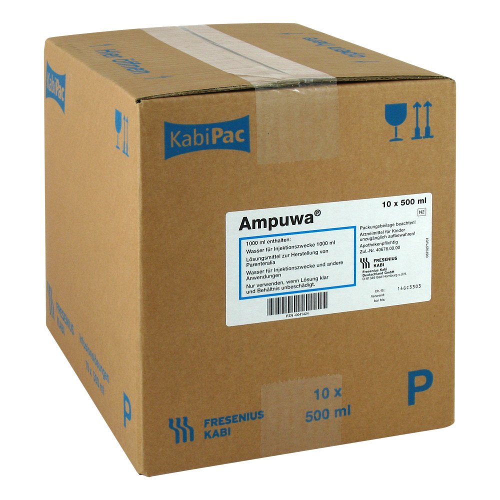 Das Produktfoto zeigt Ampuwa Plastikflasche Injektions-/Infusionslsg. (10X500 ml) PZN 00041424