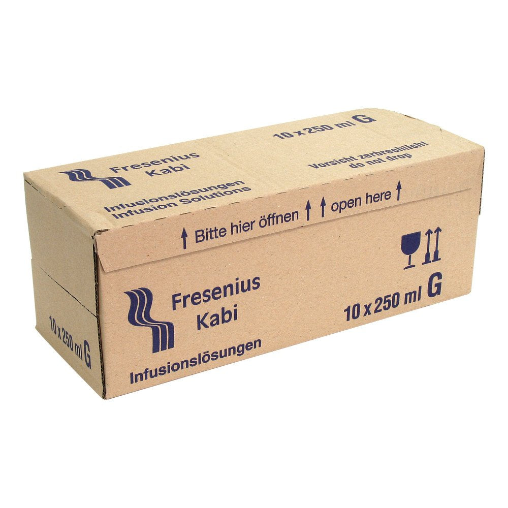 Das Produktfoto zeigt Ampuwa Glasflasche Injektions-/Infusionslösung (10X250 ml) PZN 00041499