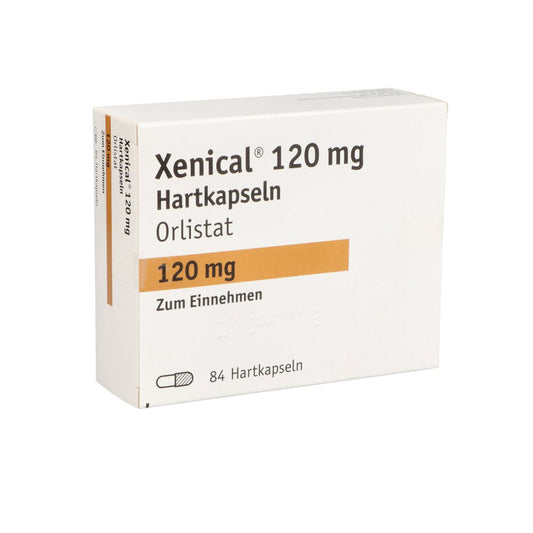 Das Produktfoto zeigt Xenical 120 Mg Hartkapseln (84 stk) PZN 00048047