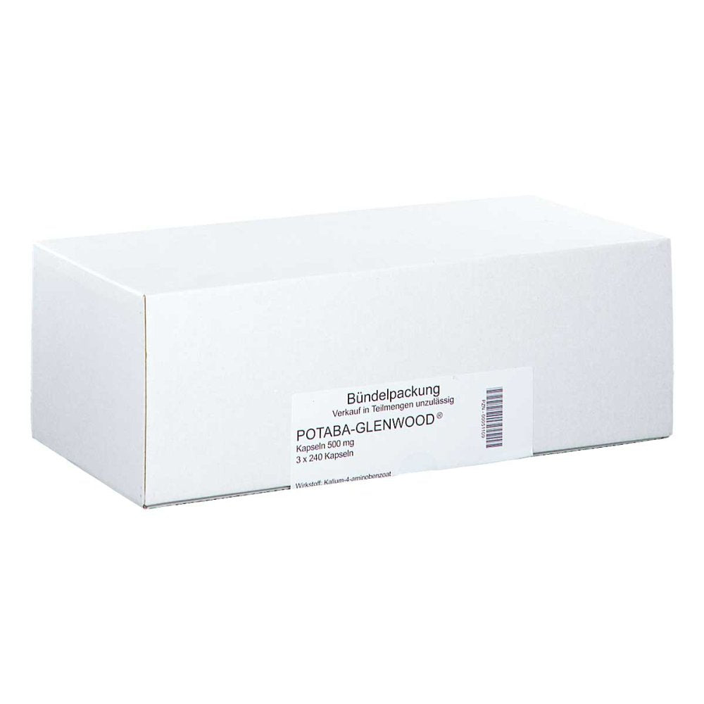 Das Produktfoto zeigt Potaba Glenwood Kapseln 500 Mg (3X240 stk) PZN 00051109