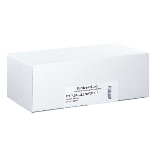 Das Produktfoto zeigt Potaba Glenwood Kapseln 500 Mg (3X240 stk) PZN 00051109