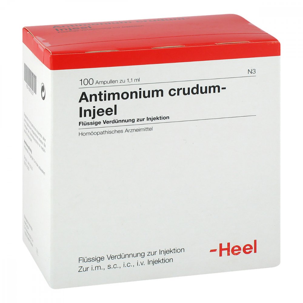 Das Produktfoto zeigt Antimonium Crudum Injeel Ampullen (100 stk) PZN 00053137