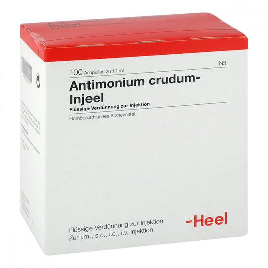 Das Produktfoto zeigt Antimonium Crudum Injeel Ampullen (100 stk) PZN 00053137