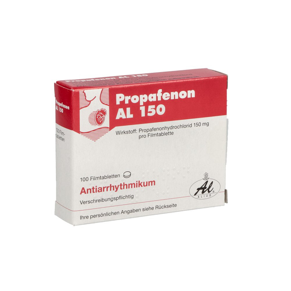 Das Produktfoto zeigt Propafenon Al 150 Filmtabletten (100 stk) PZN 00055797