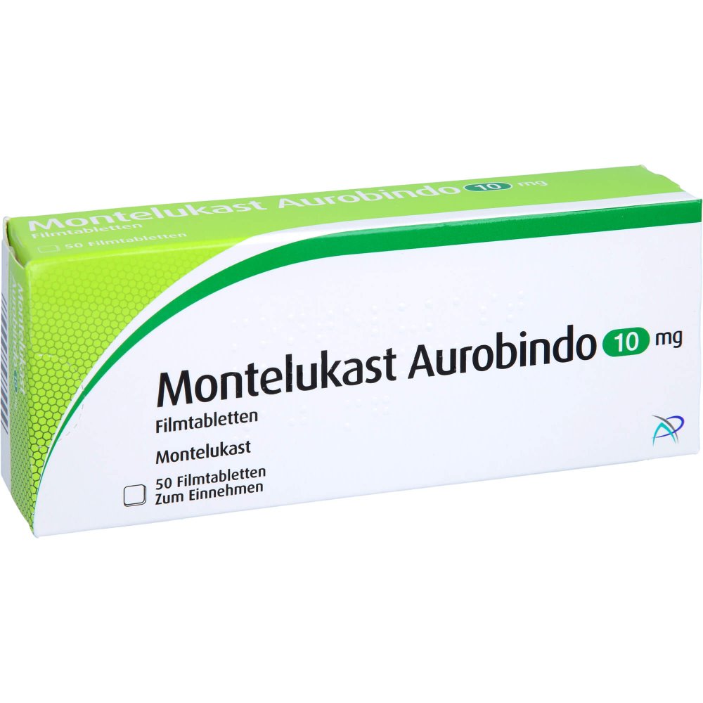 Das Produktfoto zeigt Montelukast Aurobindo 10 Mg Filmtabletten (50 stk) PZN 00062780