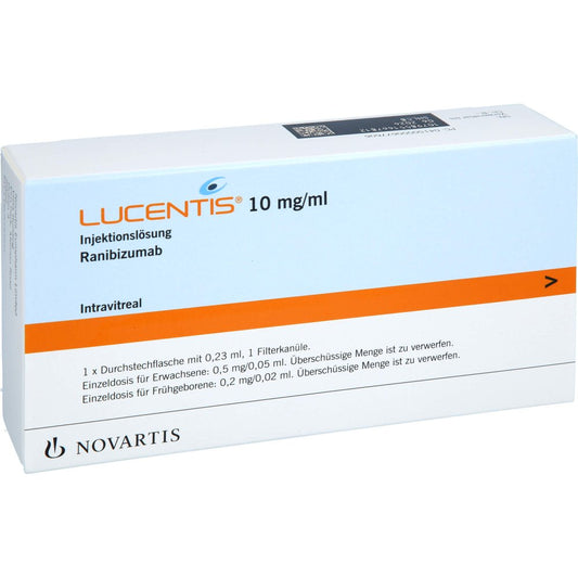 Das Produktfoto zeigt Lucentis 10 Mg/Ml Injekt.-Lsg.2,3mg Durchstechfl. (1 stk) PZN 00067760