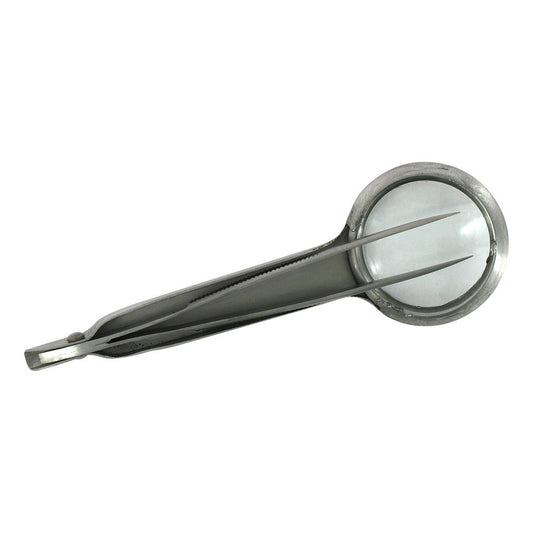 Das Produktfoto zeigt Pinzette Mit Lupe 8 Cm 107140 (1 stk) PZN 00069925