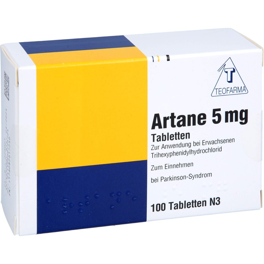 Das Produktfoto zeigt Artane 5 Mg Tabletten (100 stk) PZN 00072672