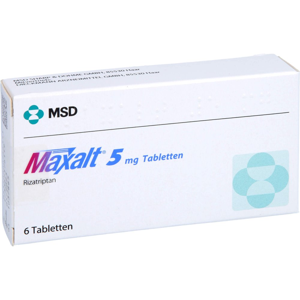 Das Produktfoto zeigt Maxalt 5 Mg Tabletten (6 stk) PZN 00074435