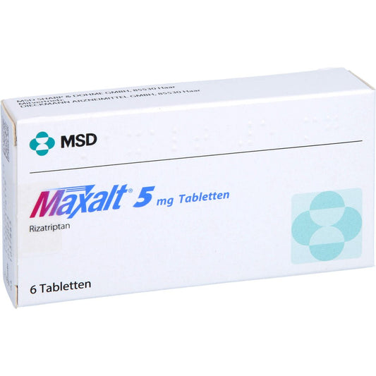 Das Produktfoto zeigt Maxalt 5 Mg Tabletten (6 stk) PZN 00074435