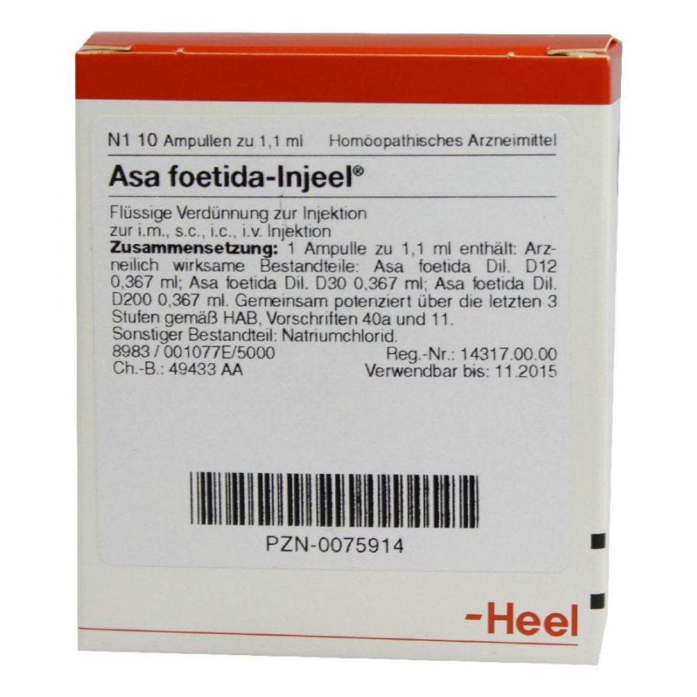 Das Produktfoto zeigt Asa Foetida Injeel Ampullen (10 stk) PZN 00075914