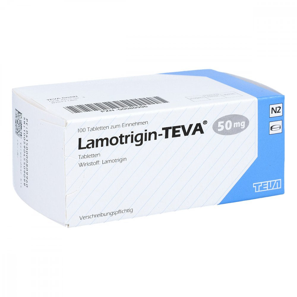 Das Produktfoto zeigt Lamotrigin Teva 50mg Tabletten (100 stk) PZN 00080996