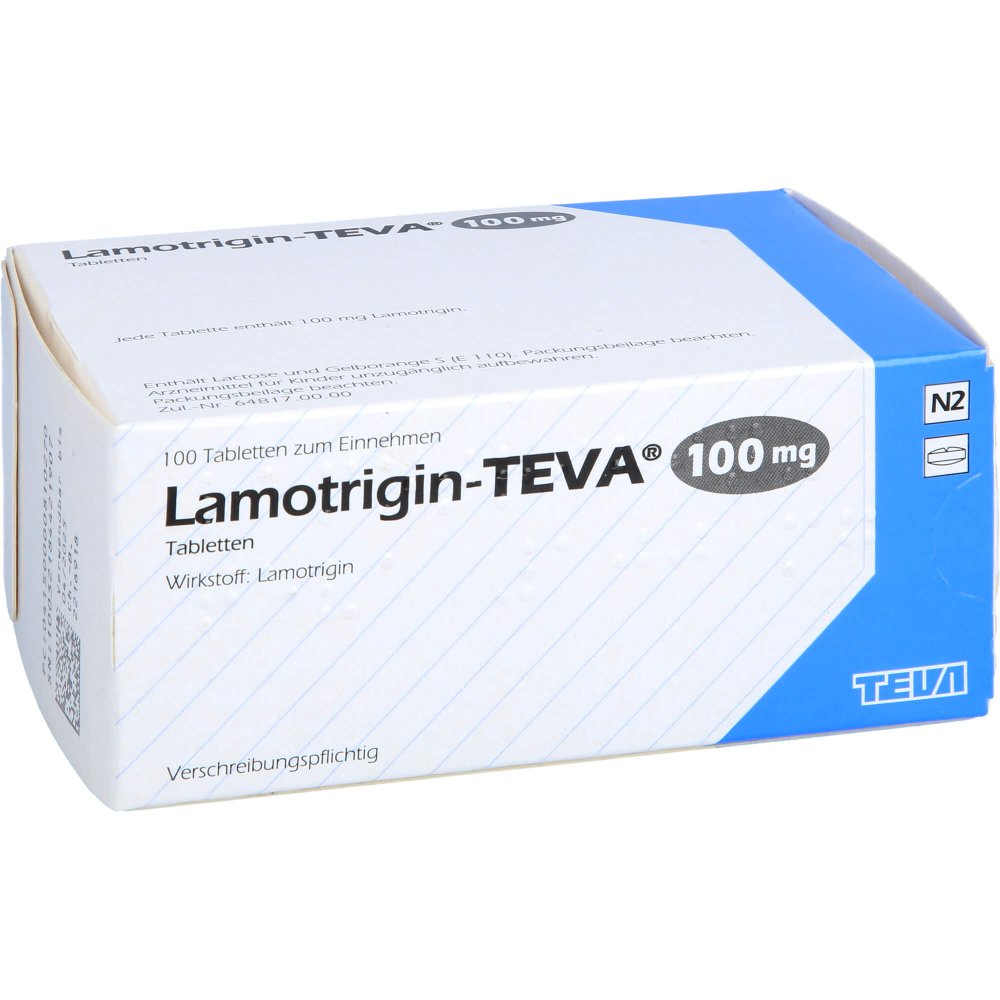 Das Produktfoto zeigt Lamotrigin Teva 100mg Tabletten (100 stk) PZN 00081027