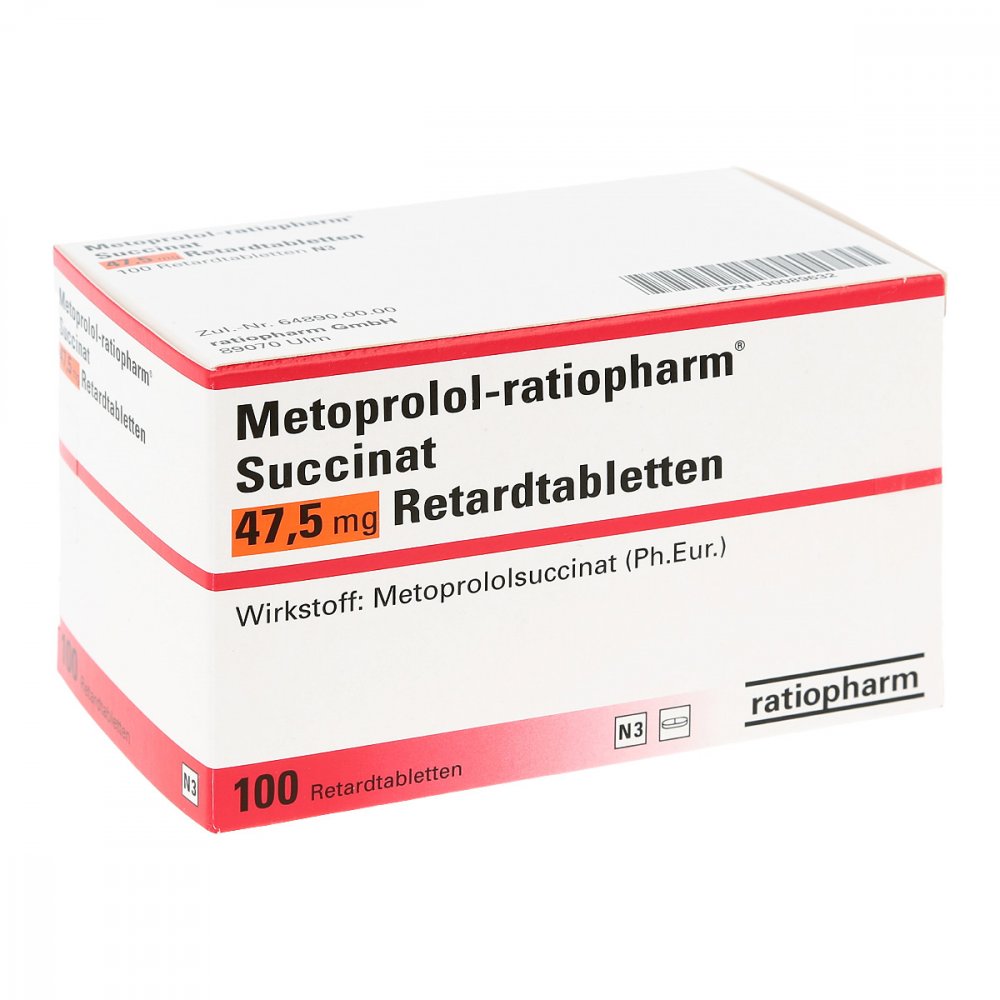 Metoprolol-Ratiopharm Succinat 47,5 Mg Retardtabl. (100 stk)