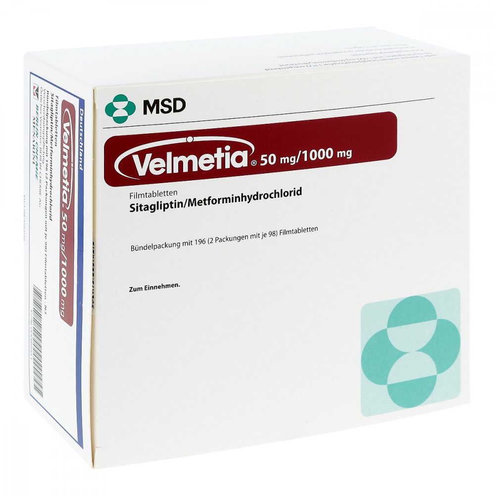 Velmetia 50 Mg/1000 Mg Filmtabletten (196 stk)