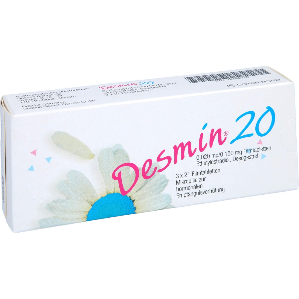 Das Produktfoto zeigt Desmin 20 Filmtabletten (3X21 stk) PZN 00090701