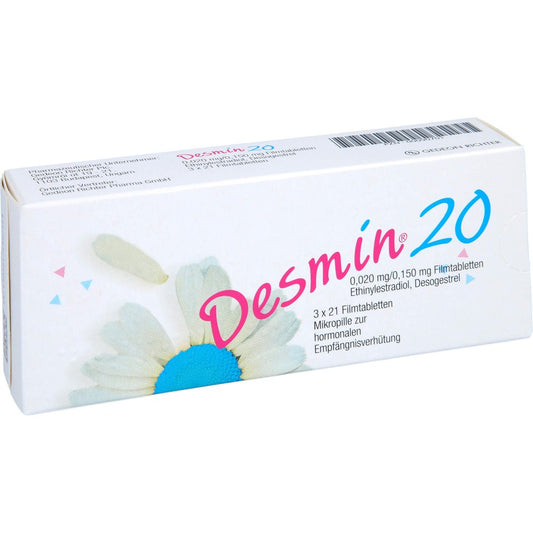 Das Produktfoto zeigt Desmin 20 Filmtabletten (3X21 stk) PZN 00090701