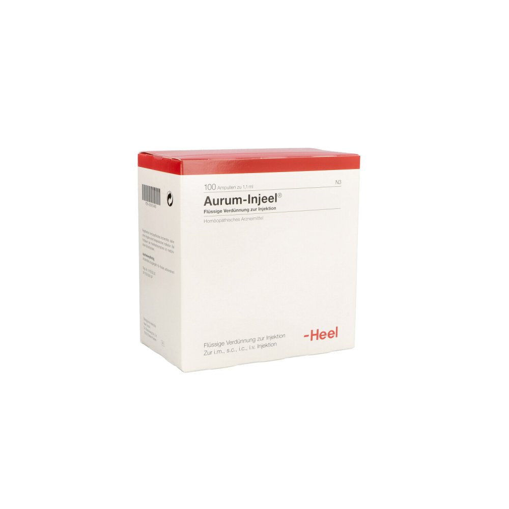 Das Produktfoto zeigt Aurum Injeel Ampullen (100 stk) PZN 00091480