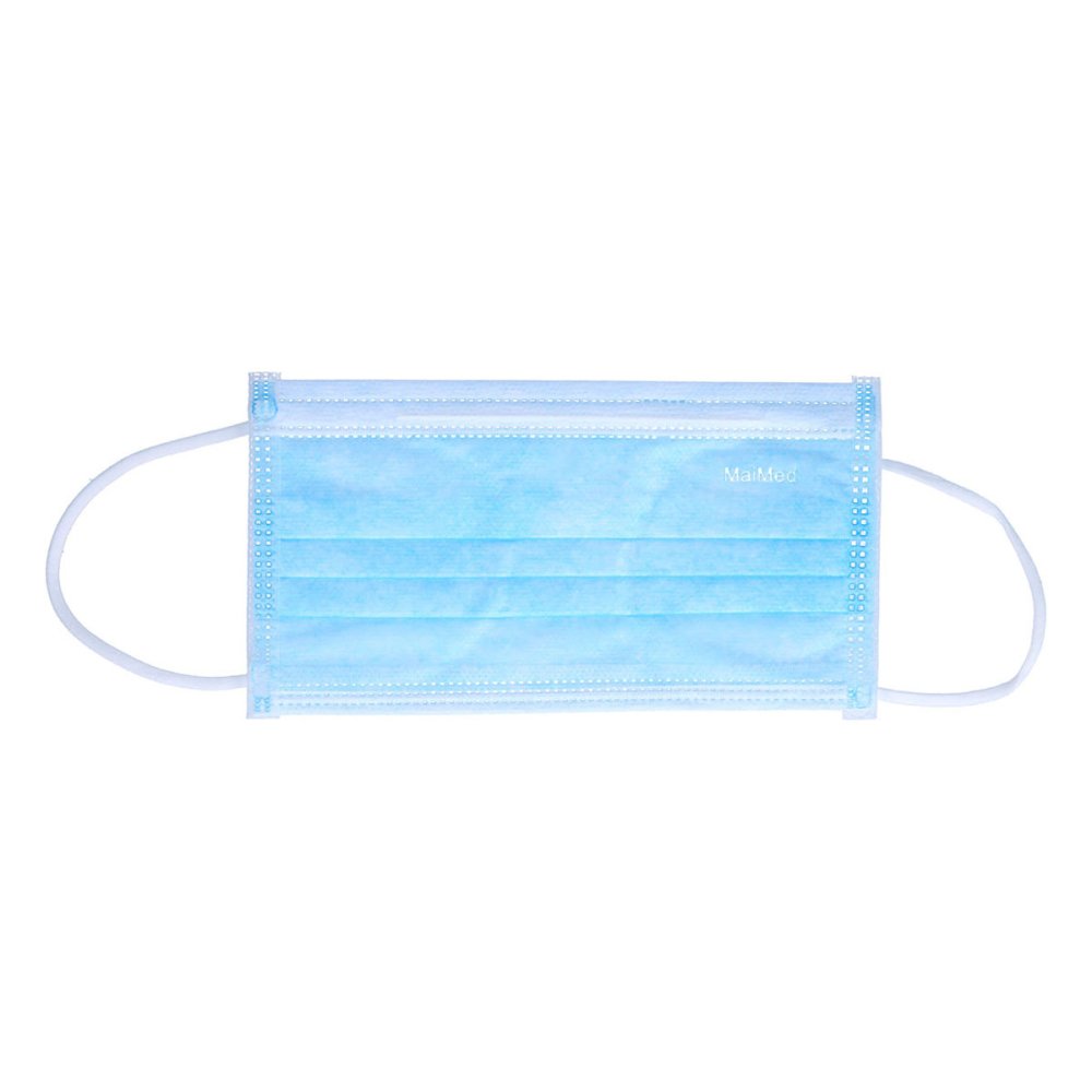 Das Produktfoto zeigt Unigloves Profil Op-Mundschutz Gummizug Blau (50 stk) PZN 00103384