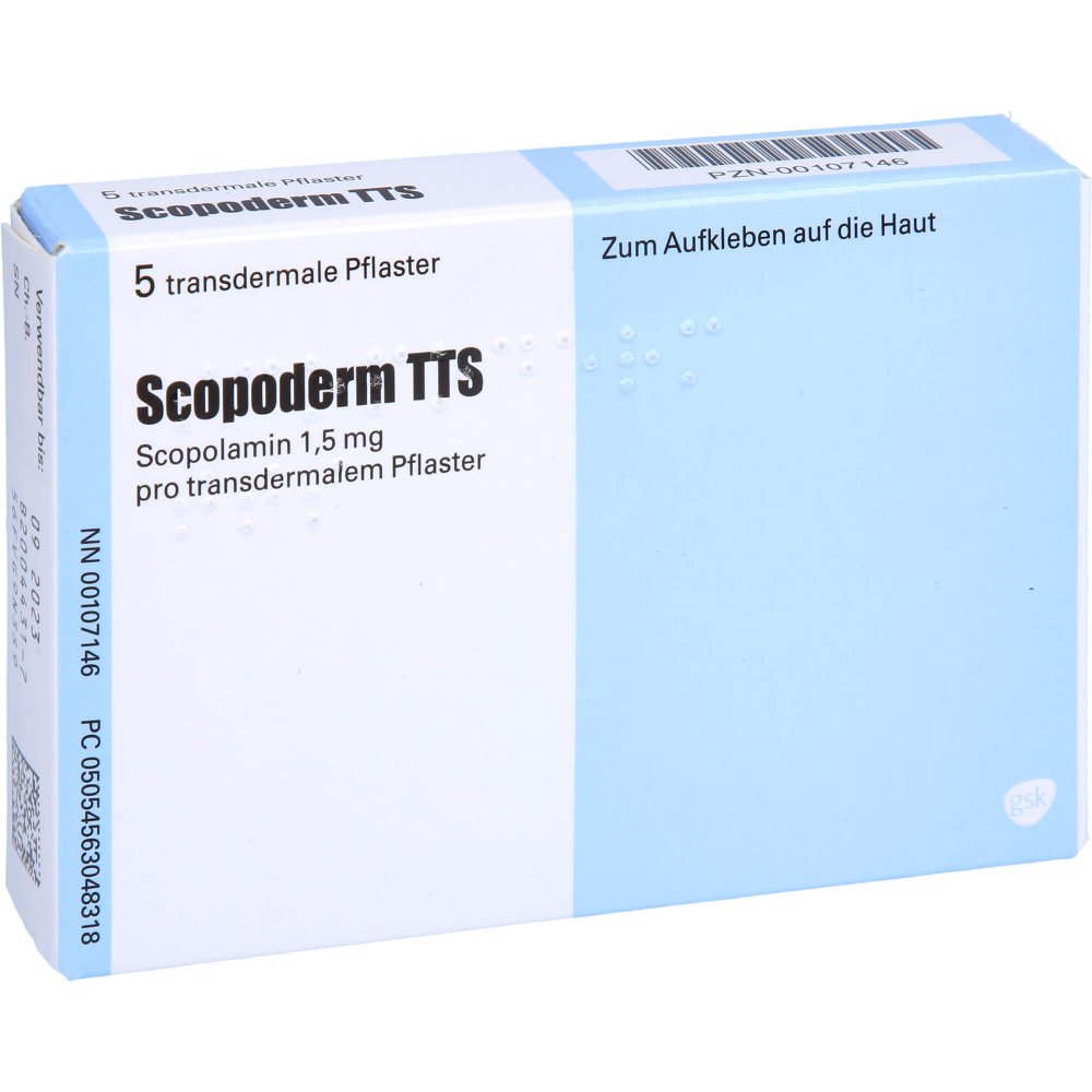 Das Produktfoto zeigt Scopoderm Tts Transdermale Pflaster (5 stk) PZN 00107146