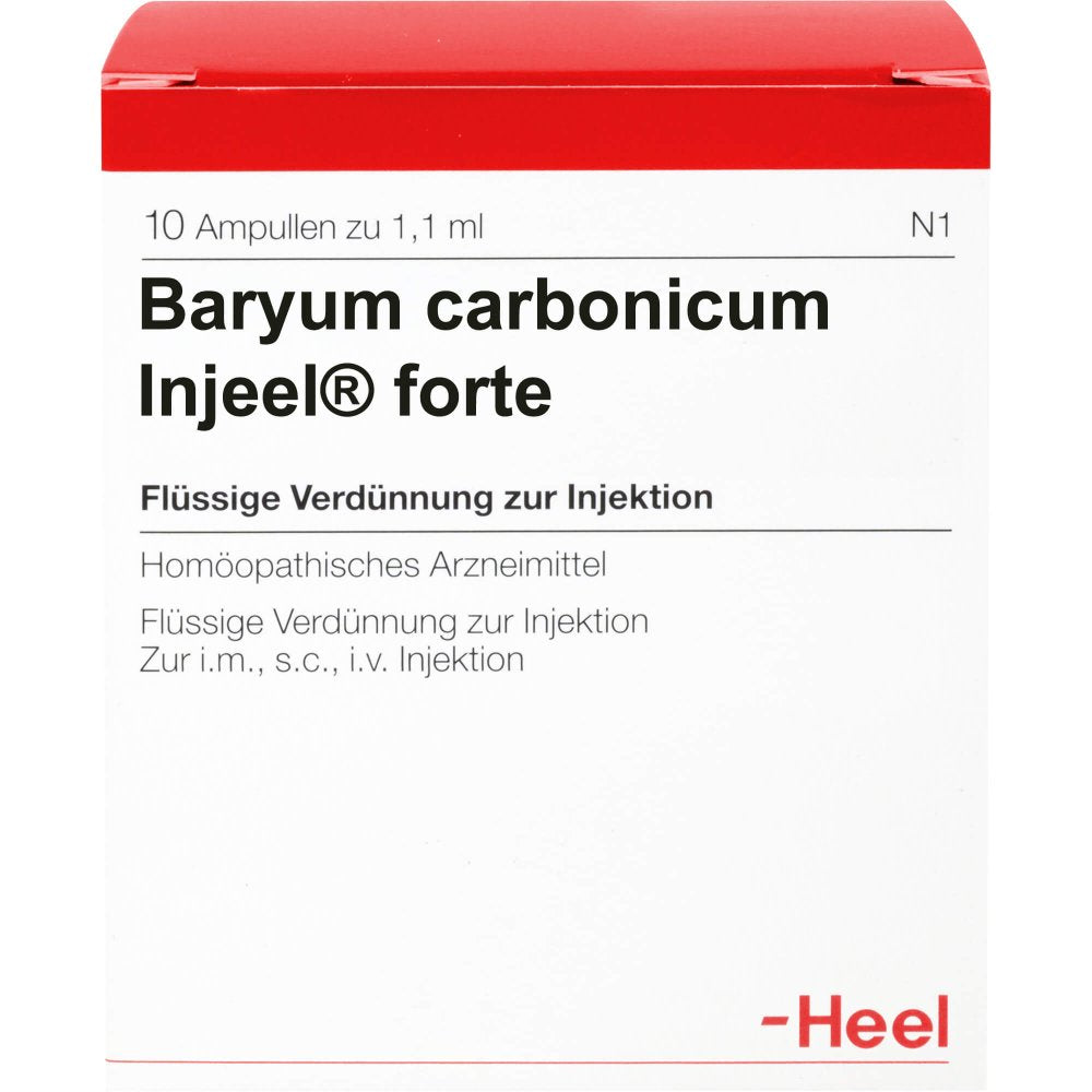 Das Produktfoto zeigt Baryum Carbonicum Injeel Forte Ampullen (10 stk) PZN 00107270
